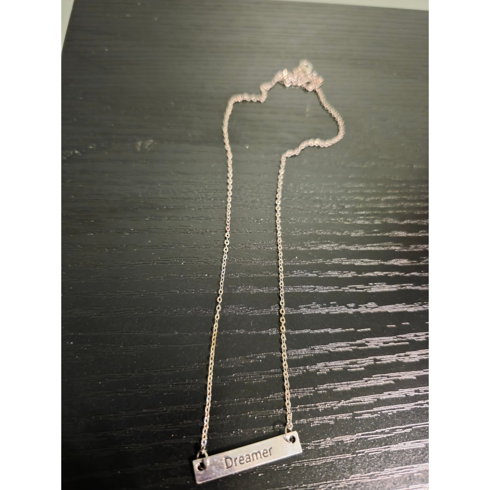LitJoy Crate Dreamer Bar Necklace Silver Tone Engraved Bar Pendant with Box - Picture 3 of 4